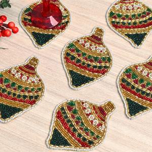 Posavasos con cuentas de tema navideño, posavasos decorativos hechos a mano para fiestas, soporte para tazas de té y café, proveedor mayorista a granel - Product Image 4