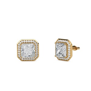Boucles d'oreilles Princess Diamond Single Halo 0,60 ct en diamant de laboratoire en platine pour fiançailles - Product Image 3