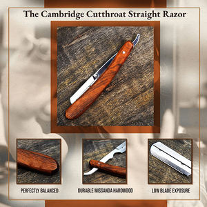 Cuchillas de afeitar de acero inoxidable para hombre, para salones de barbería y uso doméstico, con mango de madera - Product Image 2