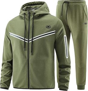 Venta al por mayor en blanco de gran tamaño Sweatsuit algodón holgado Zip up Sudadera con capucha y pantalones de chándal conjuntos de neopreno chándal para los hombres - Product Image 4