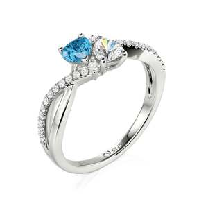 Anillo Doble Corazón Personalizado Jeulia - Plata de Ley con Baño de Oro Rosa o Oro de 18K, Anillo de Moda para Boda - Product Image 2