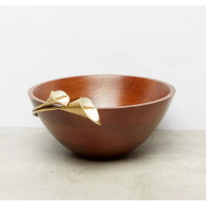 Polished Natural Wood Serving <b>Bowl</b> Gold Metal Accent Decorative Food <b>Snacks</b> <b>Bowl</b> Attractive Design Wood <b>Bowl</b> In Best price - Product Image 6
