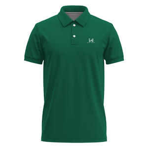 Chemises polo décontractées pour hommes personnalisées à manches courtes de haute qualité avec tissu sergé anti-rétrécissement Logo imprimé à l'écran sur le devant - Product Image 1