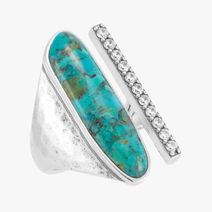 Anillo de piedras preciosas CZ turquesa, ajuste de bisel de Plata de Ley 925, regalo de boda de moda Chapado en plata Vintage para fiestas - Product Image 2