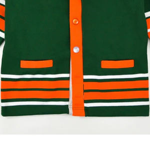 Custom Florida A&M University FAMU <b>Cardigan</b> Green Yellow Men's Sweater V-Neck Anti-Wrinkle Front <b>Thick</b> Long Sleeve Knitted - Product Image 6