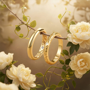 แหวนคู่สลักลายเถาวัลย์แบบกำหนดเองของ Jeulia ทำจากทอง 10K 14K 18K หรือแพลตตินัม - Product Image 5