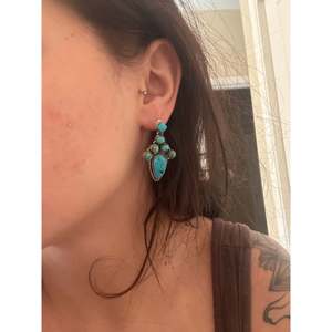 Southwest Handmade Kingman Turquoise & <b>Sterling</b> <b>Silver</b> <b>Stud</b> <b>Earrings</b> - Product Image 2