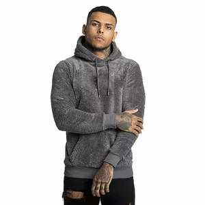 Sweat à capuche épais en polaire personnalisé pour homme, sweat à capuche d'hiver pour la salle de sport, sweat à capuche moelleux, impression numérique, respirant, écologique, séchage rapide, uni teint - Product Image 4