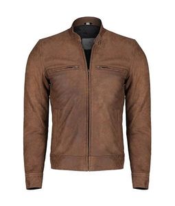 Matsumoto <b>Light</b> Brown Biker Leather <b>Jacket</b> For <b>Men</b> - Product Image 1