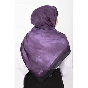 Elegance Purple Satin <b>Silk</b> <b>Scarf</b> Vintage Styled <b>Square</b> Digital Printed Designer Letter Tropical Stylish Satin <b>Scarf</b> Series - Product Image 3