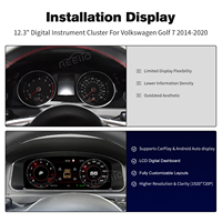 Nouveau tableau de bord numérique AUTOABC 12,3 pouces avec écran LCD pour Volkswagen Golf, écran IPS, USB, CarPlay, Android Auto, compteur de vitesse, Plug and Play