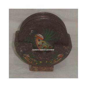 High Demanding Handmade Beautiful Soapstone Inlay <b>Coaster</b> <b>Set</b> Use For Keep On Glass And Use For Home Kitchen And Hotels Decor - Product Image 1
