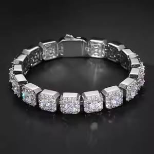 Cadena de eslabones cubanos de plata de lujo totalmente helado D Color VVS tachonado Moissanite Diamond Tester para boda - Product Image 3