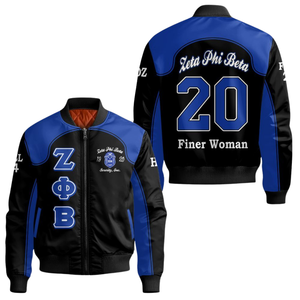 Veste en satin Zeta Phi Beta pour femmes, bleu et blanc 1920, broderie du blason de la sororité ZPB, vêtements grecs de qualité supérieure, vêtements de sport - Product Image 3