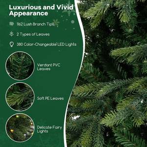 Sapin de Noël artificiel fin pré-éclairé pas cher avec lumières LED blanc chaud, support noir, décoration intérieure pour les fêtes - Product Image 5