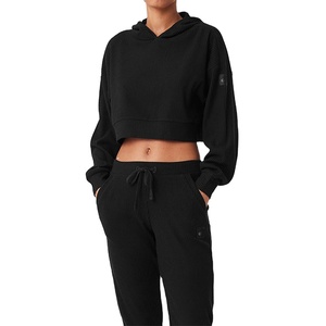 Women's 2025 Loose Casual Hooded Yoga Activewear Unisex Threaded Gym Workout Sweatsuit Plus Size XL Fleece Streetwear <b>Tracksuit</b> - Product Image 1