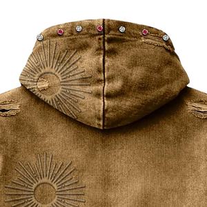 Fabrication sur mesure, molleton 100% coton, poids lourd, strass, vintage, hiver, surdimensionné, streetwear, délavé au soleil, unisexe - Product Image 4