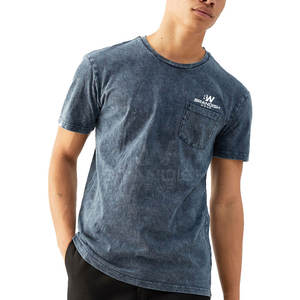 Camiseta de alta calidad de manga corta 100% algodón para hombre, camiseta de lavado ácido, Camiseta holgada con logotipo personalizado impreso para hombre - Product Image 1