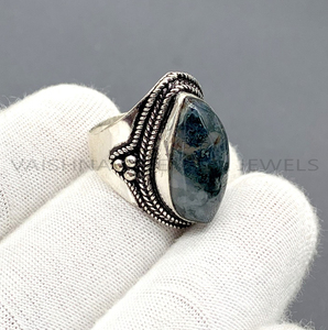New Fashion Creative <b>Moss</b> <b>Agate</b> Gemstone <b>Ring</b> 10x20mm Fancy Shape 925 Sterling Silver Handmade Oxidised Bohemian Women's Jewelry - Product Image 2