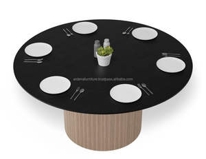 Mesa de Comedor Redonda Moderna de Madera Maciza ARDENA ADT-074 No Plegable Fabricada en Java Central para Hogar, Hotel, Apartamento, Villa, Comedores - Product Image 2