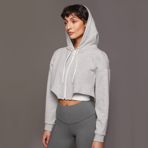 <b>Top</b> Trending Custom Women's Zip-Up Fleece Crop <b>Top</b> Hoodie High Quality Waterproof Quick Dry Breathable Custom - Product Image 2