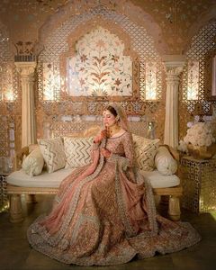 TRENDY-HEAVY-BEAUTIFUL BRIDAL-FLOOR-LENGTH & DUPATTA WITH EMBELLISHED CRYSTAL GLASS BEADS,STONE,DABKA WORK for WEDDING=2024 - Product Image 1