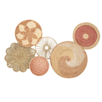 Produits naturels Ensemble de paniers suspendus en jonc de mer Décoration Boho Plaques tissées en paille Paniers suspendus en jonc de mer