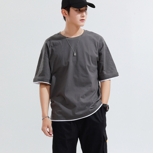 Venta al por mayor personalizado para hombre barato 100% algodón Jersey corte lateral camiseta de gran tamaño camiseta para hombres - Product Image 6