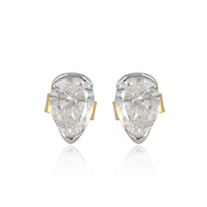 Boucles d'oreilles solitaires en or jaune 14 carats avec diamant de laboratoire de 1,83 carat en forme de poire, bijoux fins, vente en gros - Product Image 2