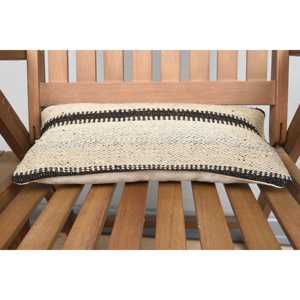 <b>Beige</b> Kilim Patchwork Wool Pillow 8x16 Inch Decorative Accent <b>Cushion</b> with Vintage Fluffy Leaves Pattern for Sofas - Product Image 4