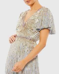 Robe de cocktail élégante en satin respirant pour femmes Robe de soirée pleine longueur Poly-Mesh Broderie Perles Perles Fêtes d'été - Product Image 1