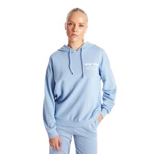 Sweat à capuche oversize bleu ciel 100% coton pour femme manches longues Logo personnalisable imprimé Position avant-Nouvelle qualité pour la saison hivernale - Product Image 5