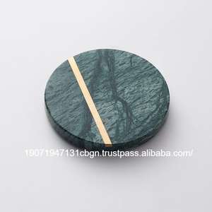 Handmade Wholesale Solid Green Real <b>Marble</b> <b>Coasters</b> natural <b>marble</b> <b>coaster</b> for decoration golden - Product Image 2