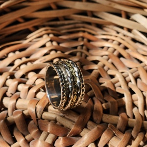 Anillo giratorio de latón plateado para uso diario, Anillo giratorio para mujeres y hombres, regalo para Navidad, banda de meditación hecha a mano - Product Image 6