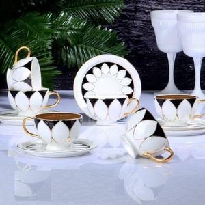 Kosova ZJN-03 paffuto a goccia porcellana nera Set da 6 pezzi tazza da caffè 12 pezzi - Product Image 1