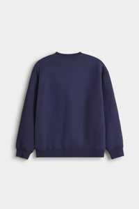Wholesale 100% Cotton Custom Sweatshirts for Men Solid Pattern Winter <b>Navy</b> Ribbed Crewneck Soft Texture Everyday Essential - Product Image 6