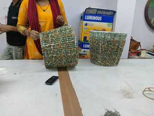 Nuevas pantallas de tela de terciopelo con pantalla de impresión Digital de lino plisado y anillo superior E27 anillo plano para lámparas colgantes sombra - Product Image 4