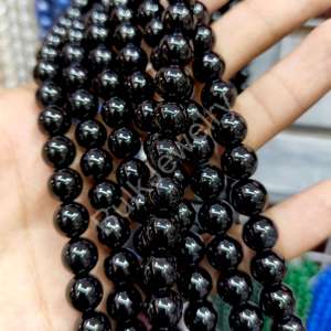 Cuentas de Turmalina Negra Natural, Cuentas de Piedras Preciosas Curativas Genuinas, Suministros para la Fabricación de Joyas, Hilo de Cuentas de Piedra de Protección de 8 mm - Product Image 3