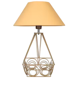 Lampe de table en métal géométrique moderne avec abat-jour en tissu - Product Image 3