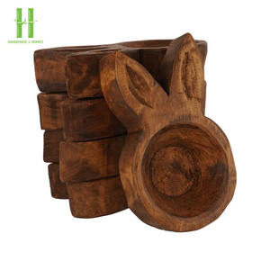 BEST SELLER Wholesale Natural Acacia Pink <b>Rabbit</b> <b>Bowl</b> Hot Trend Colors Handmade Wooden Table Scented Candle Stand Cheap Price - Product Image 4