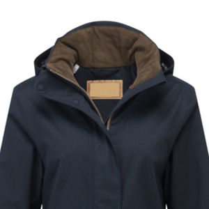 Veste imperméable pour femmes, toutes saisons, col montant, capuche coupe-vent, tissu enduit, fermeture à glissière, tissé, vente en gros Fabricant - Product Image 2