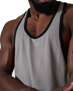 New Wholesale Custom Men's Gray Cotton Tank <b>Top</b> O-Neck Solid Color Breathable Casual Singlet Knitted Fit - Product Image 6
