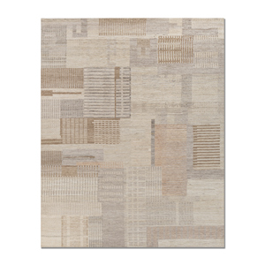 Tapis en laine noué à la main Blythe Gold 9x12, motif abstrait rectangulaire en puzzle pour entrée, chambre ou couloir - LSEA-1366 - Product Image 1