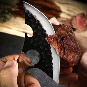 Venta caliente 6 \ "hecho a mano de acero al carbono cuchillo desollador mango de madera de nogal espiga completa para uso en la cocina tendencia OEM barato precio bajo - Product Image 3
