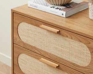 <b>Multifunction</b> Baby Dresser Wood and Rattan <b>Material</b> Natural Color Storage Dresser Kids Bedroom Furniture Cartoon - Product Image 3