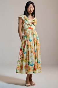 Vestido de Algodón Modal con Estampado Floral Hecho a Mano en India, Dulce Vestido de Novia para Luna de Miel, Regalo para Ella, Ropa de Verano de Manga Corta - Product Image 4