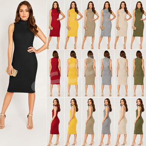Women Cold Shoulder Sleeve Autumn Fashion Wear Ladies Bodycon <b>Sweater</b> Dress High Neck Solid Color Rib Knit Wholesale Bodycon - Product Image 3