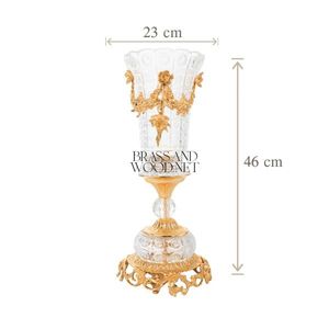 Juego decorativo de cristal de latón macizo hecho a mano, jarrones gemelos con cuenco central clásico - Product Image 5