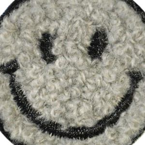 Patch brodé circulaire en chenille avec visage souriant, thermocollant, pour vêtements, chapeaux, sacs, vestes, sacs à dos, artisanat DIY, décoration - Product Image 4