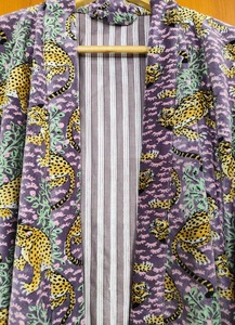 Handmade bông nhung Kimono áo Boho màu xanh động vật in dài ngủ cho mùa hè cổ điển đêm <span class=keywords><strong>gawon</strong></span> - Product Image 3